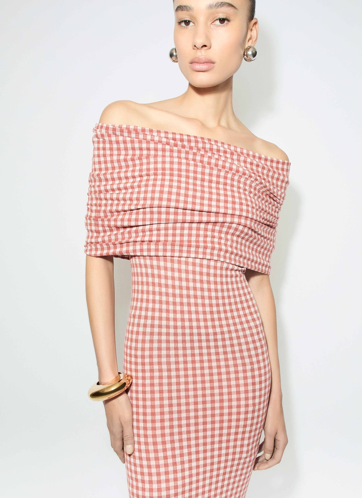 GINGHAM KNIT DRESS ALAÏA AUBURN GINGHAM KNIT DRESS